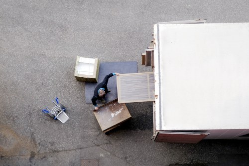 A moving truck and packed boxes ready for a home move in Whitecity