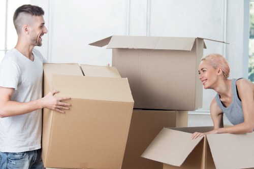 Packed boxes ready for a Whitecity removal van move